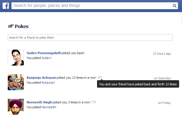 How to see how many time I have poked someone on Facebook?