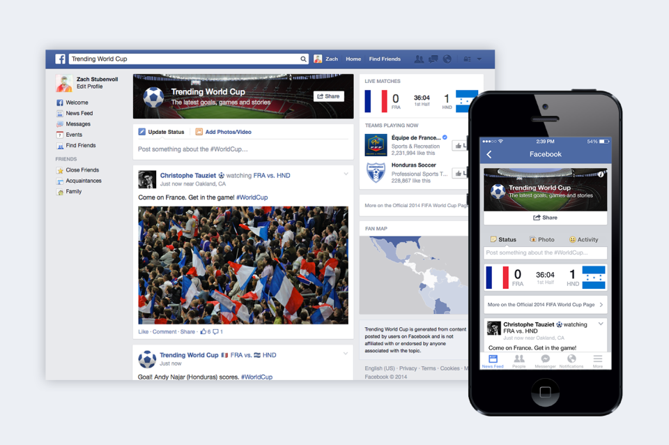 Trending World Cup on Facebook