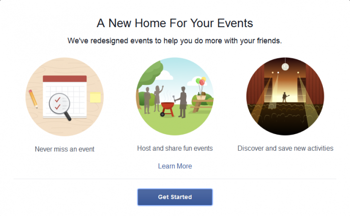 Facebook New Events Page