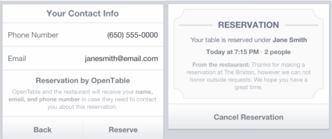 Opentable Reservation