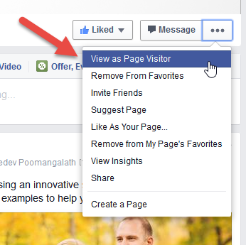  Facebook Page - view as Page visitor