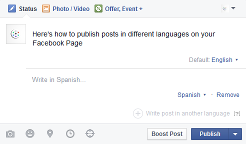 Publish posts in differnt languages oin Facebook