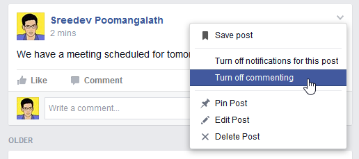 Disable Comments in Facebook Groups