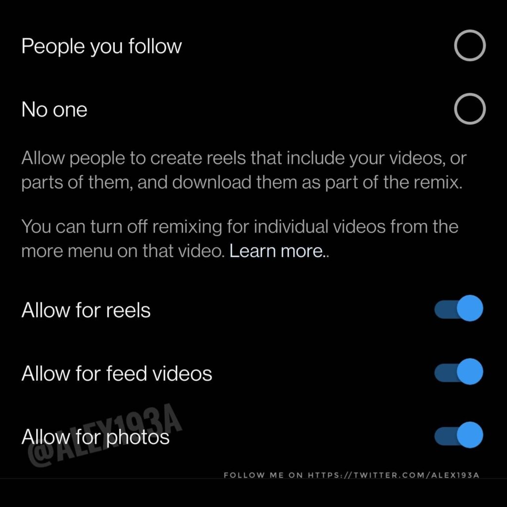 Instagram Remix for Photos - Settings